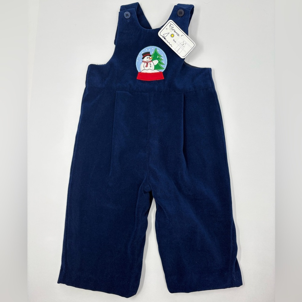 FLORENCE EISEMAN: Blue Velvet Snowglobe Longalls, Overalls. Romper. 12M NEW